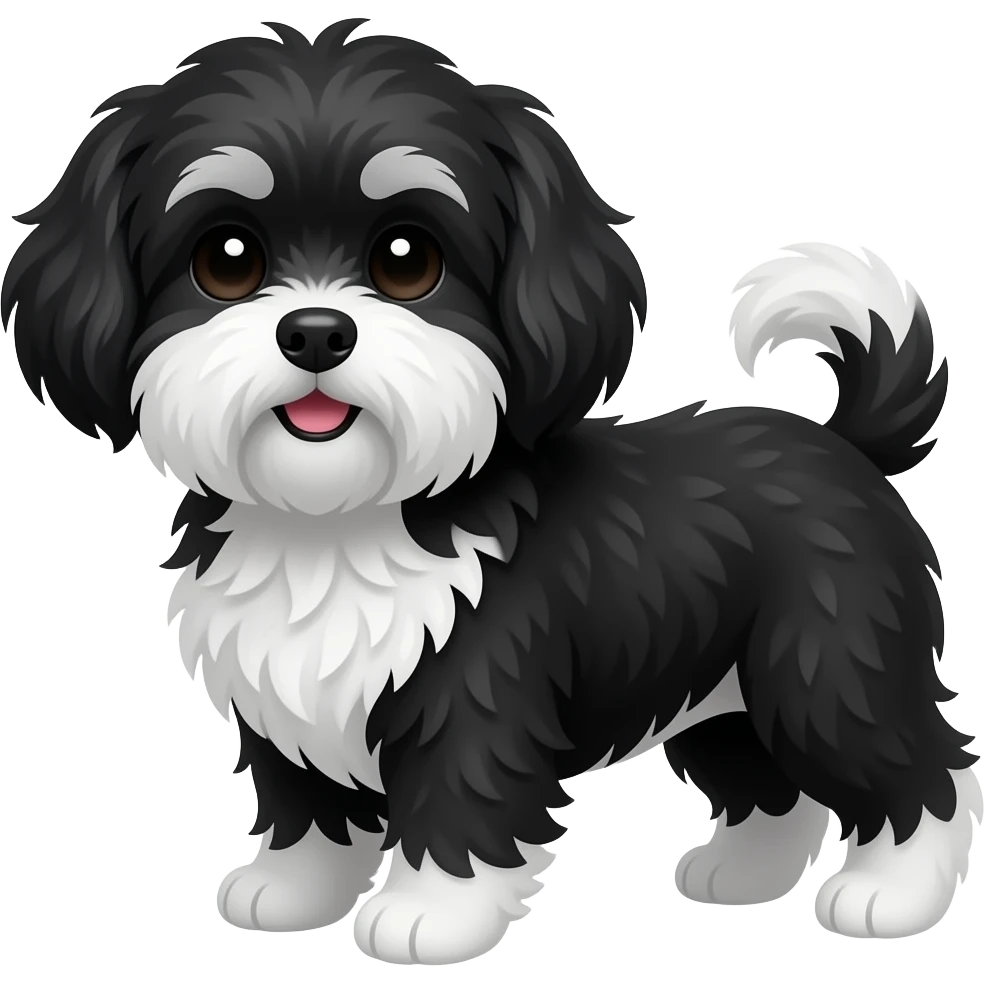 black and white havanese w grey eyebrows emoji