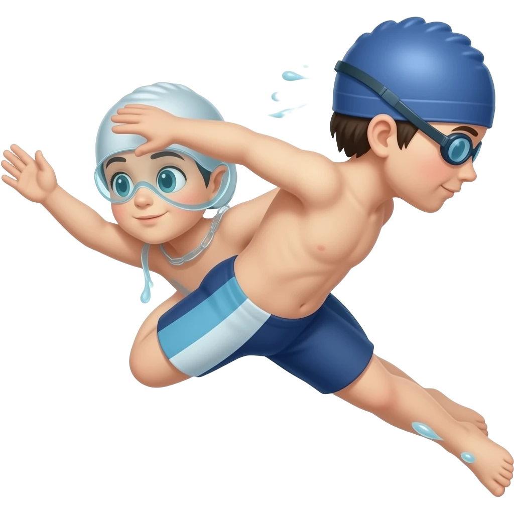 child swimming WITH kicking legs emoji