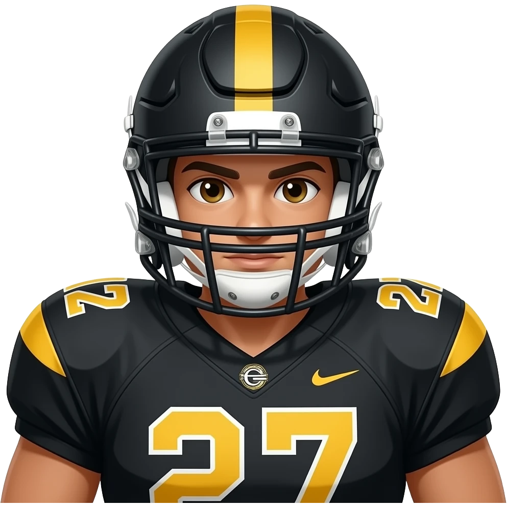 Give me all body Football player with black & yellow suit and  Black Helmet emoji