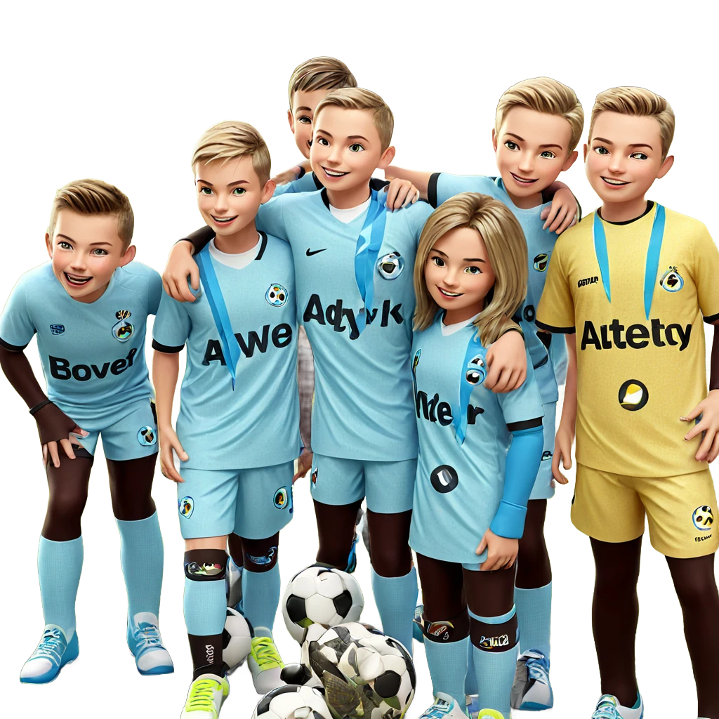 cheerful boys in soccer gear emoji