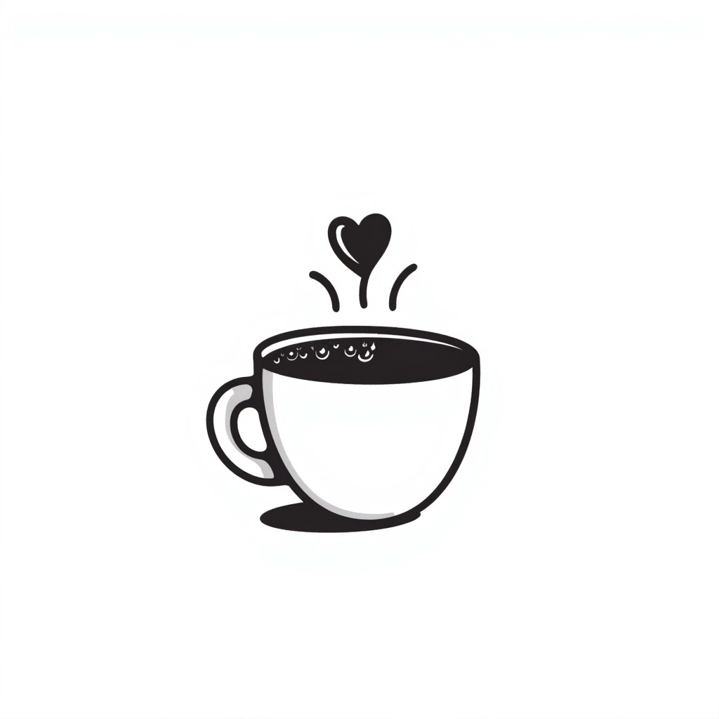 a latte, hand drawn doodle style emoji