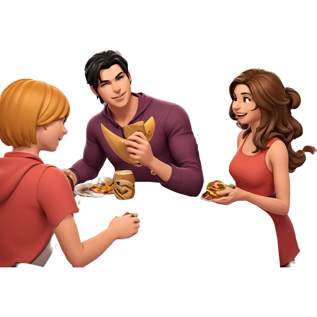 friends enjoying a meal together emoji