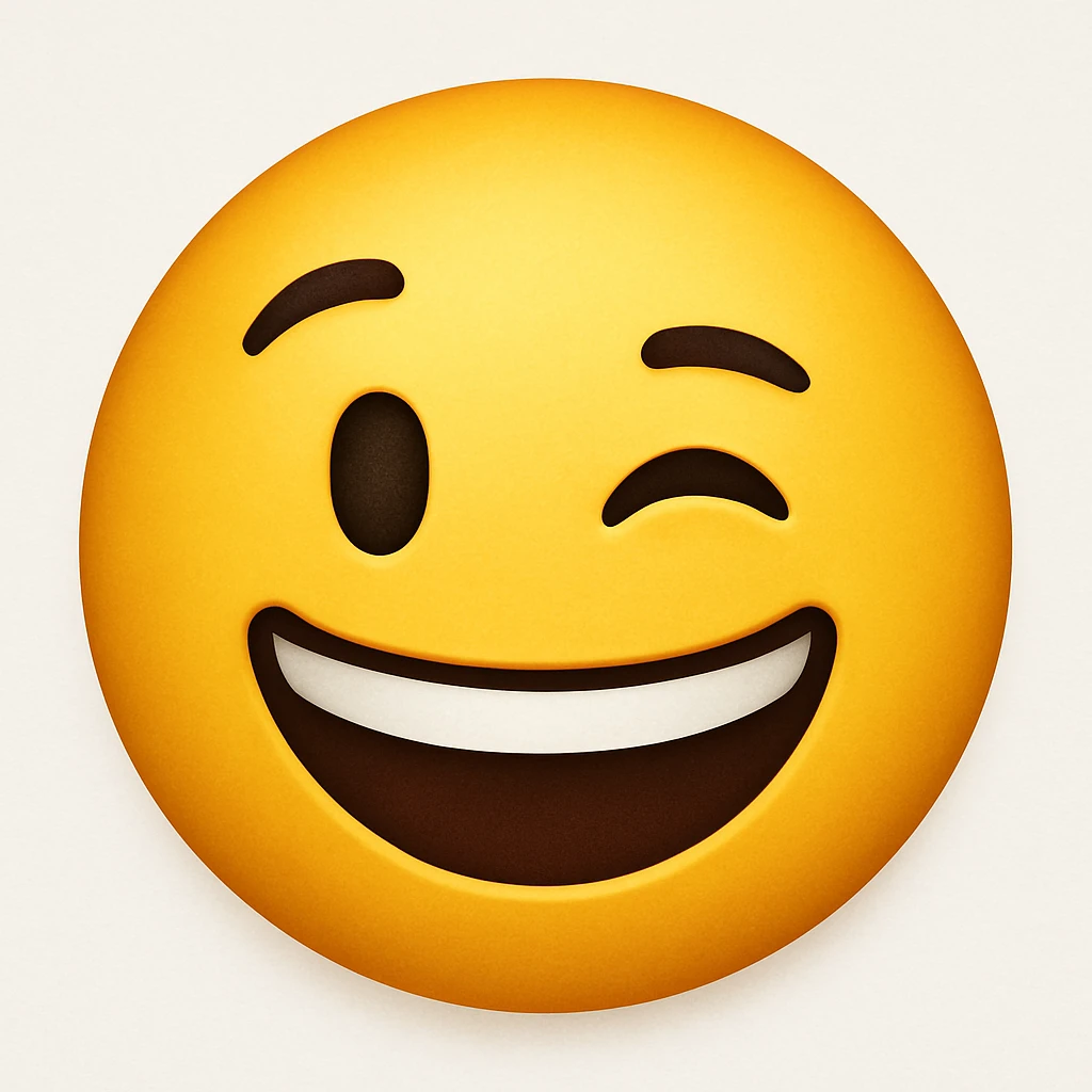 yellow emoji face winking playfully emoji