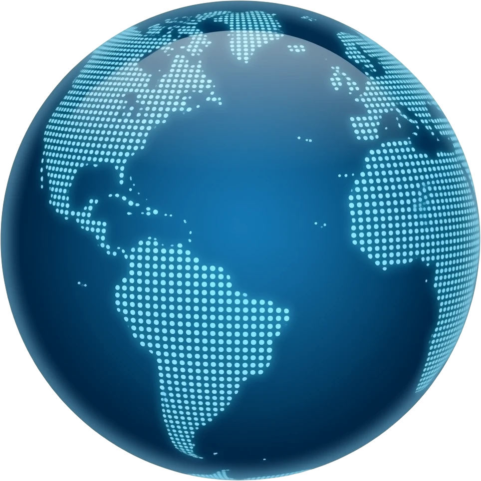 A glowing dot hologram of planet Earth emoji