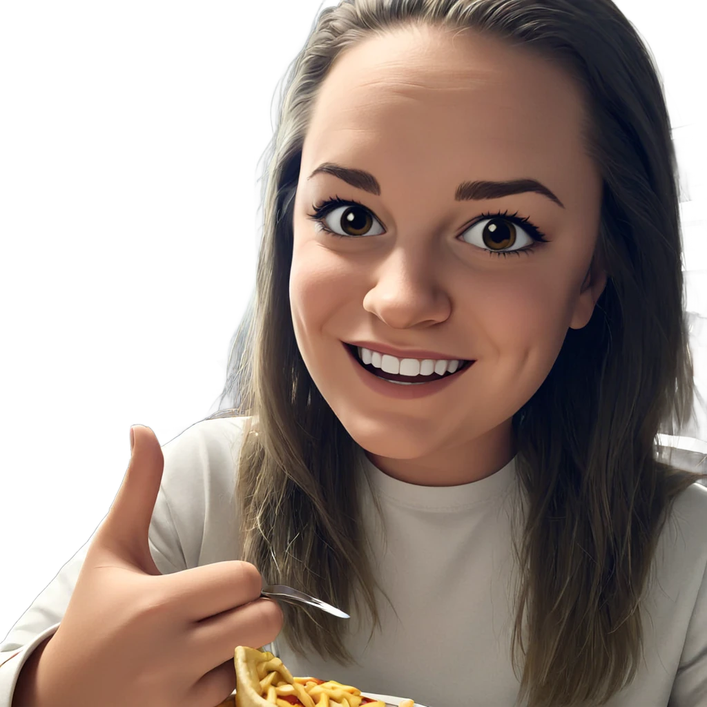 happy girl enjoying her meal emoji