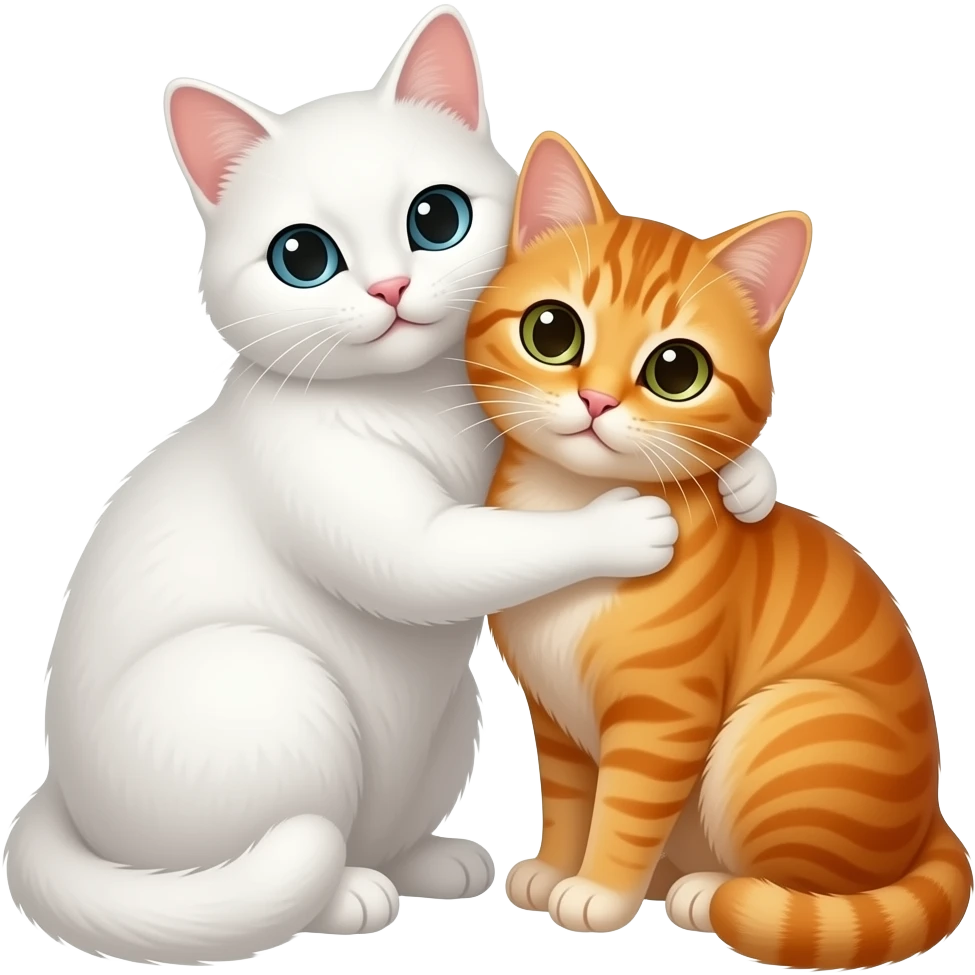 white cat cuddle orange tabby cat emoji