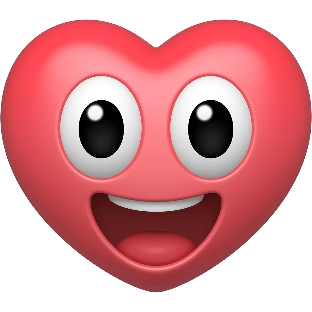 Un cœur avec une bouche et des yeux emoji