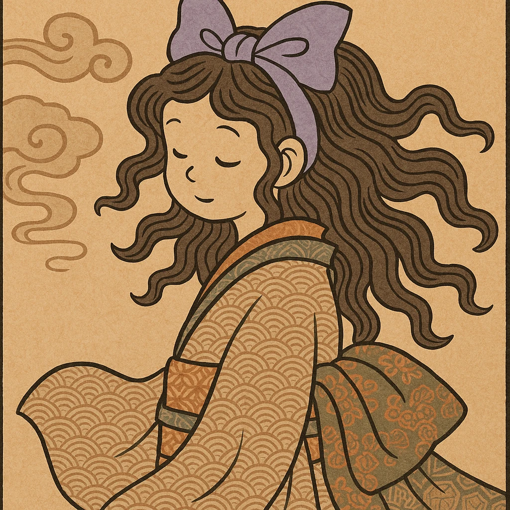 lavender bow in ukiyo-e style emoji