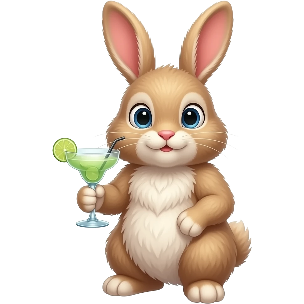 fluffy bunny with Margarita glass emoji