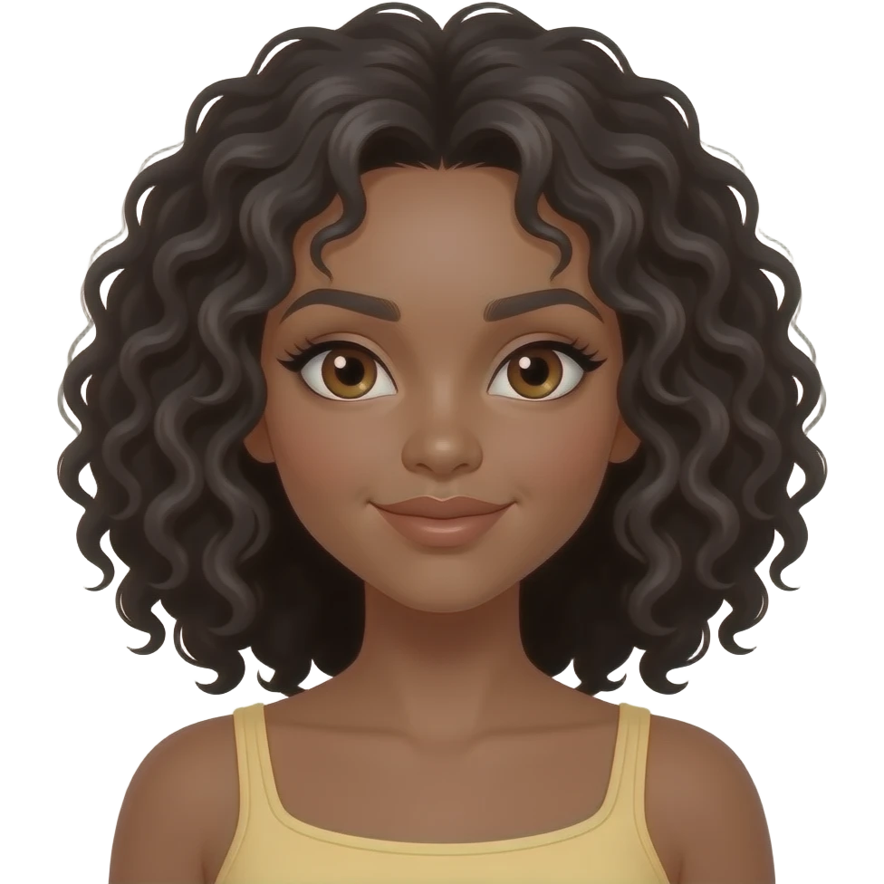 barelina in a sassy pose  light brown skin and curly black hair and brown eyes emoji