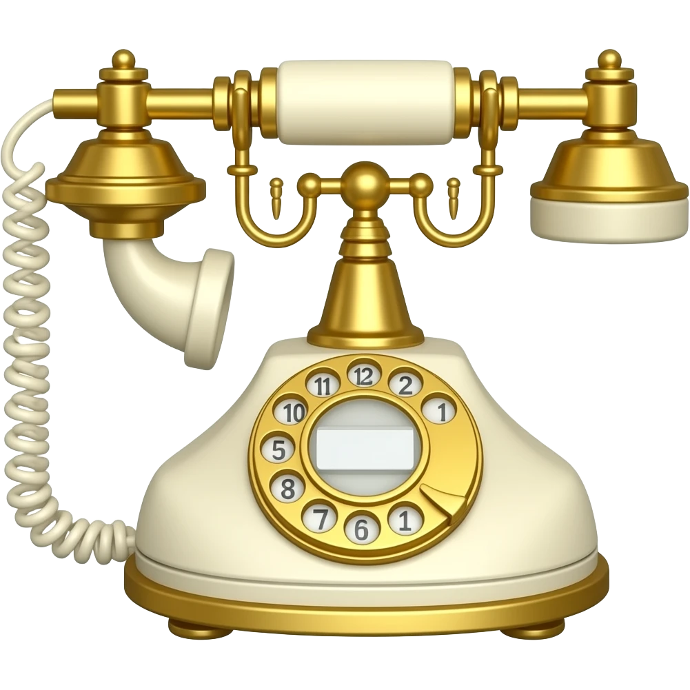A vintage telephone emoji in cream and gold, classy nostalgic luxury, refined old wealth style emoji