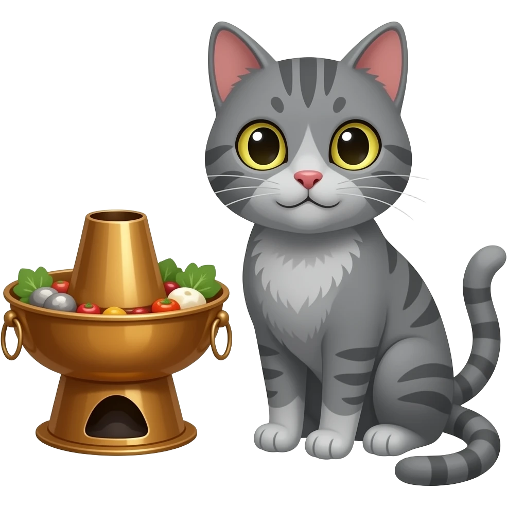chinese hot pot grey cat emoji