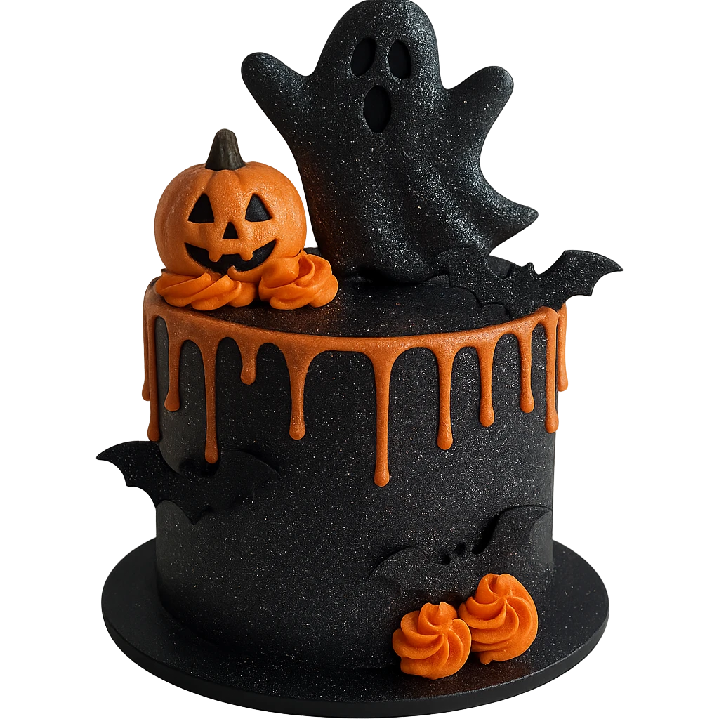 halloween cake, sparkly and trendy, remove background emoji
