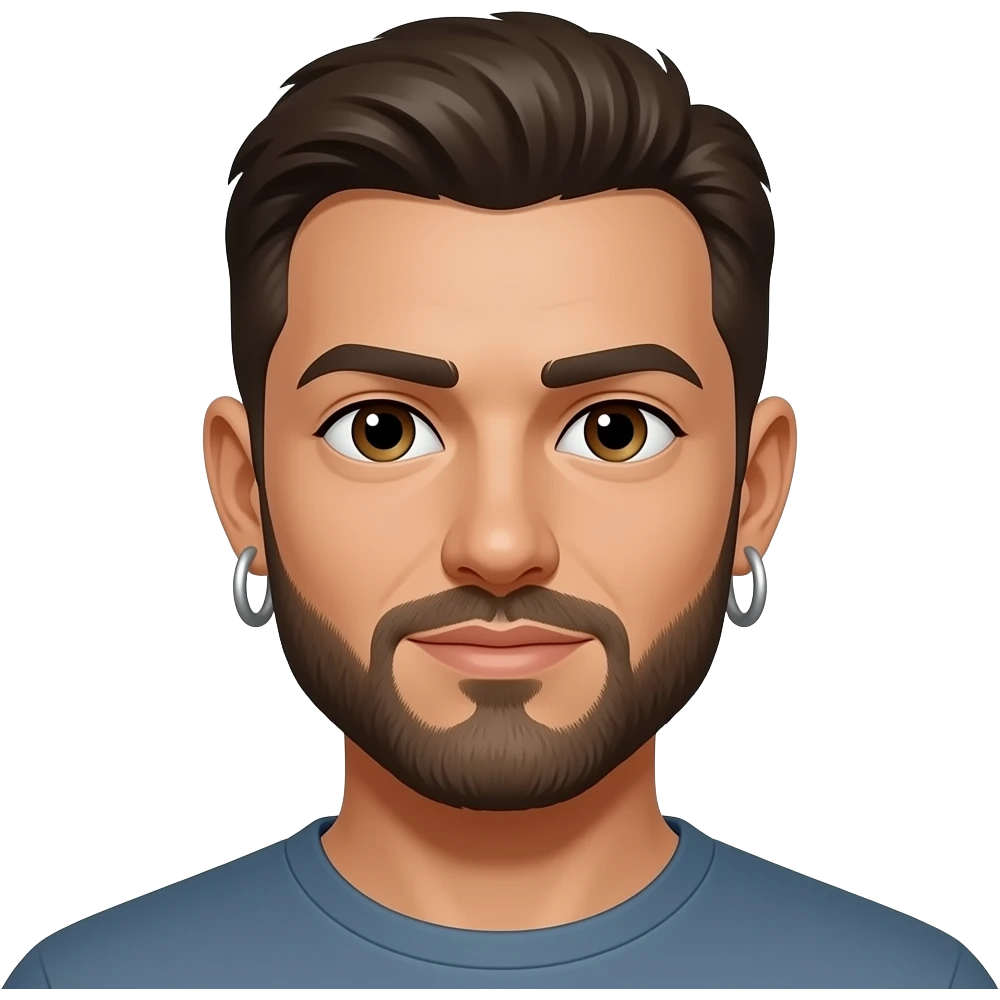 Man wearing  sliver Hoop earrings emoji