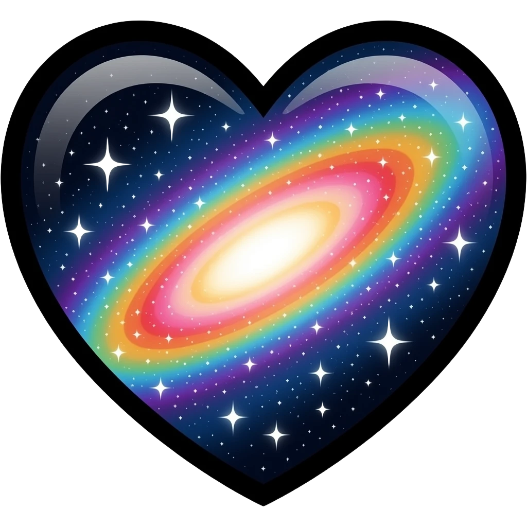 Rainbowgalaxy big heart black outline emoji