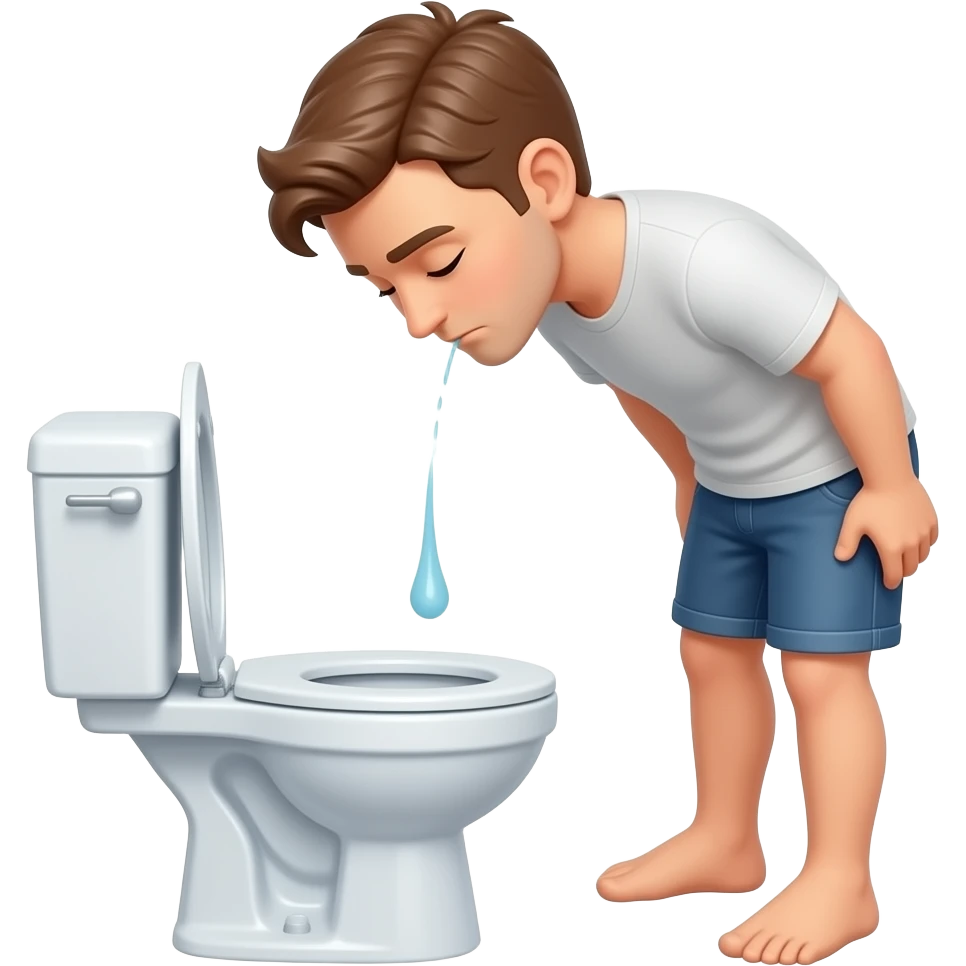 Erstelle ein Bild von einem Mann der vor einer Toilette steht und im stehen pinkelt emoji