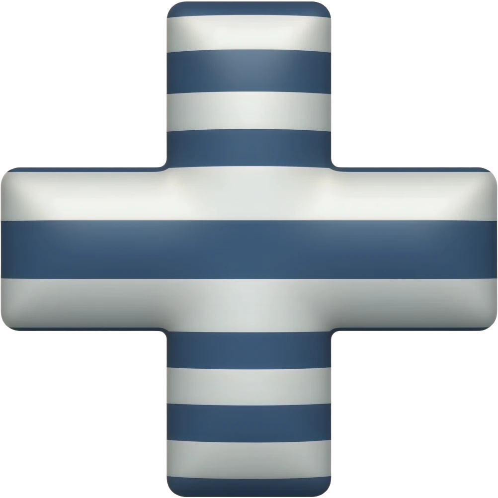 White and dark blue horizontal striped cross emoji