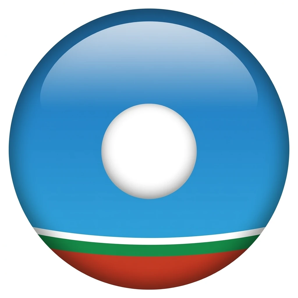 голубое небо без облок 1 белый круг в середине 1 красная полоса в низу 1 зелёная полоса ниже красной полосы 1 белая полоса выше зелёной полосы в виде флага одна зелёная полоса emoji