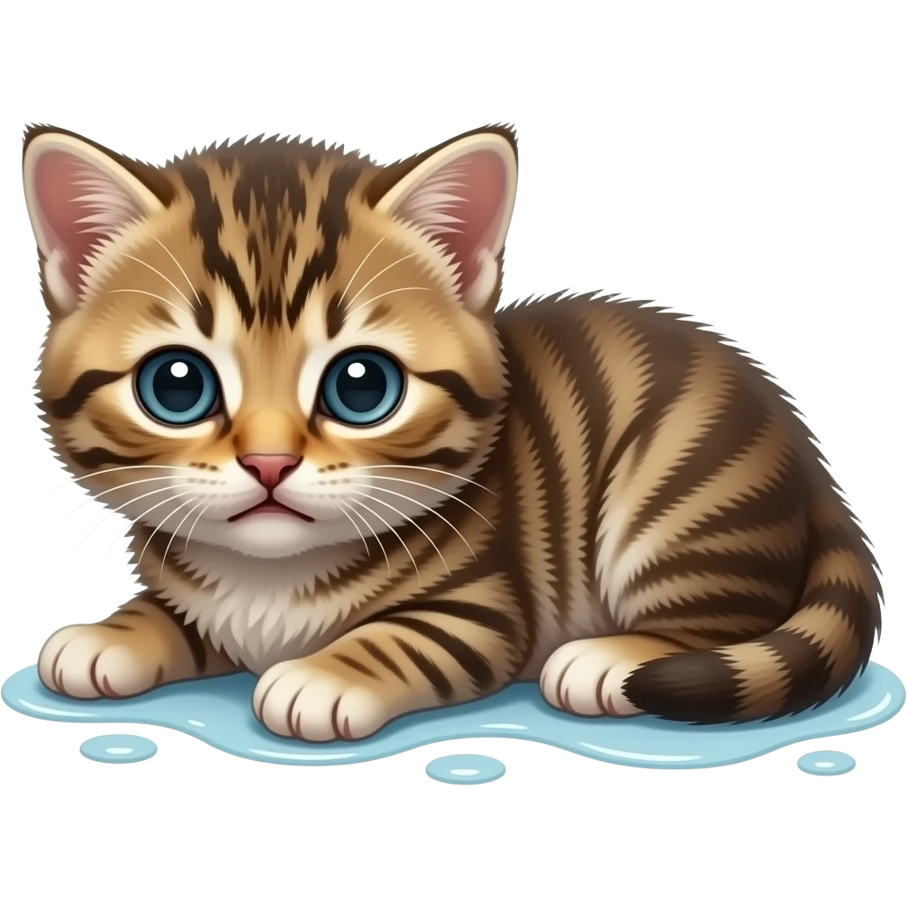 Newborn scared laying down drenched scrunkly kitten emoji