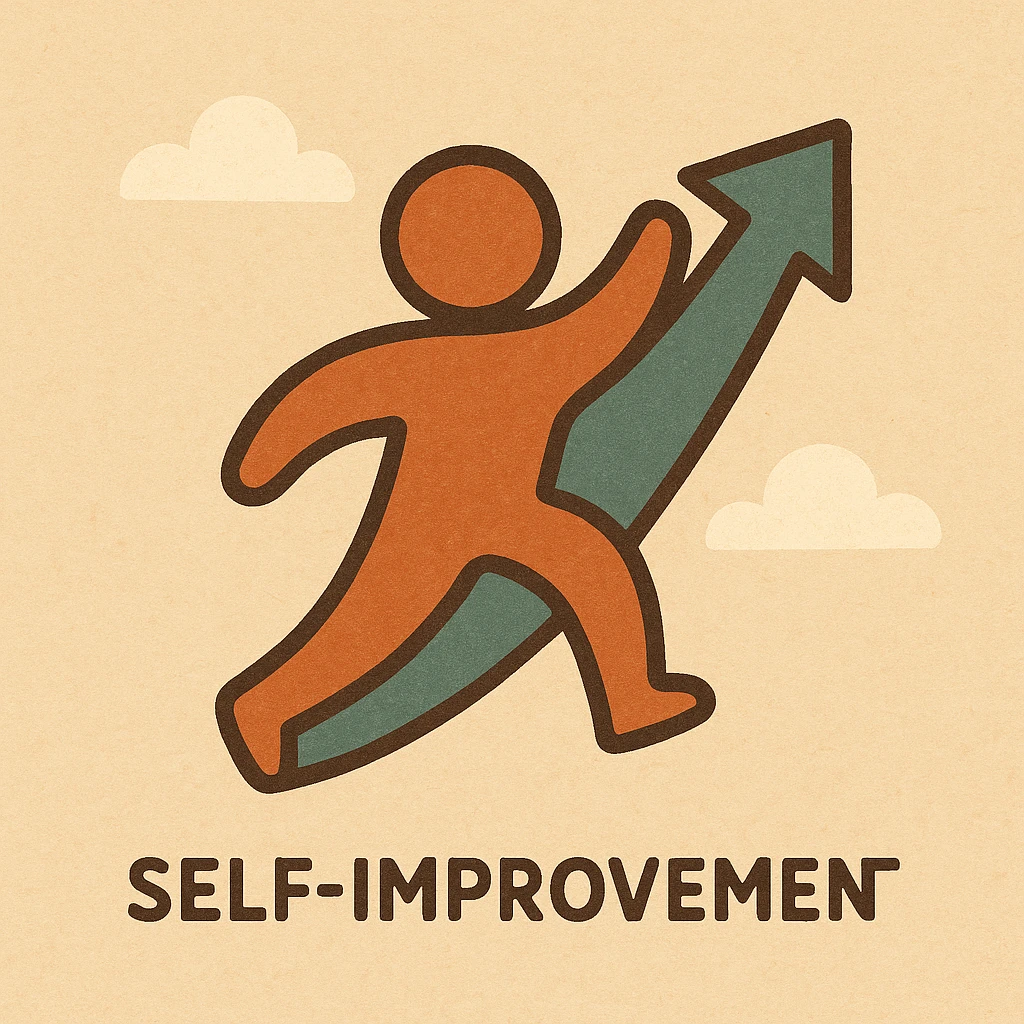 self improvement logo, minimalist, stylized arrow and person, energetic, orange and teal colors emoji