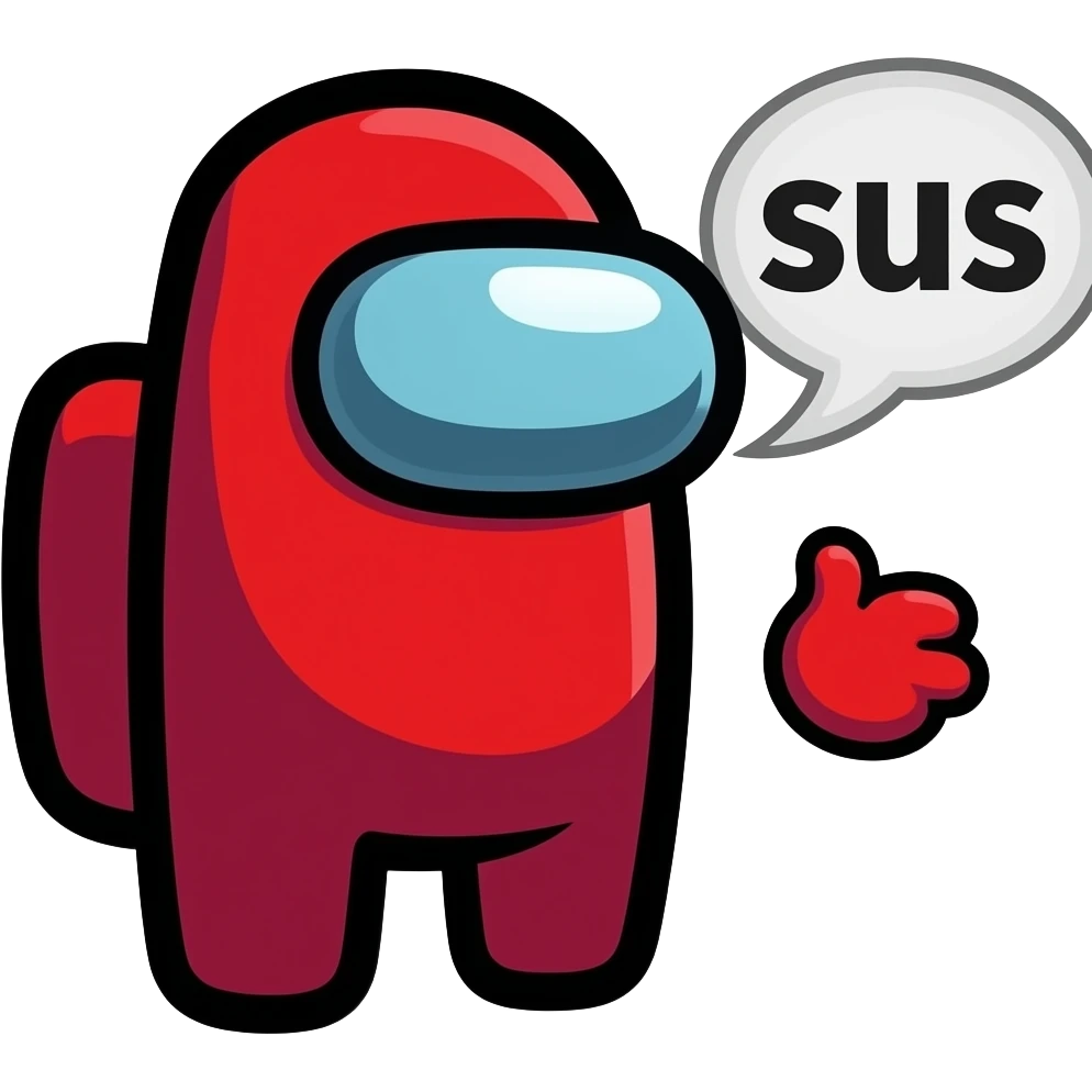 Among us Imposter saying sus emoji