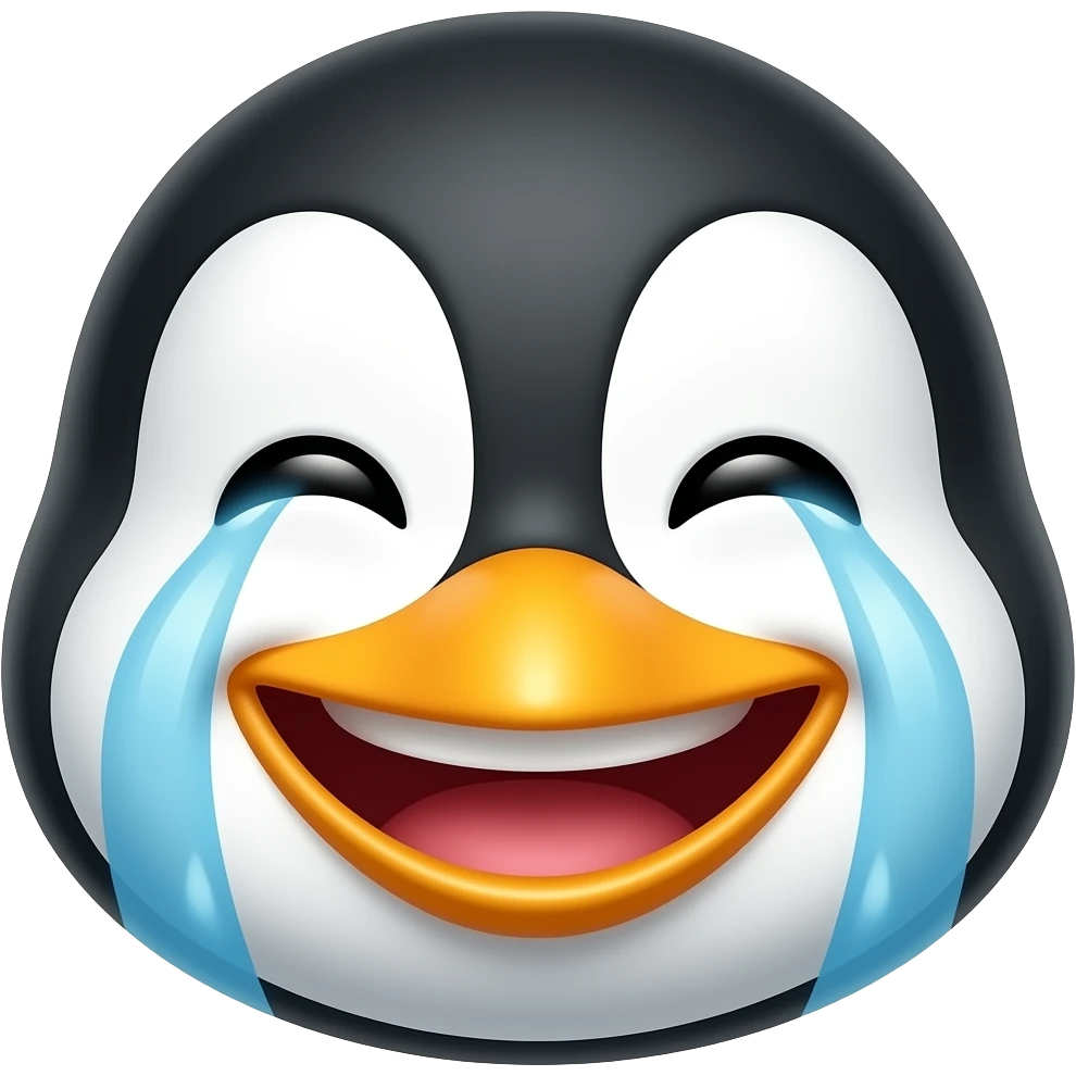 laughing out loud penguin face with tears of joy emoji
