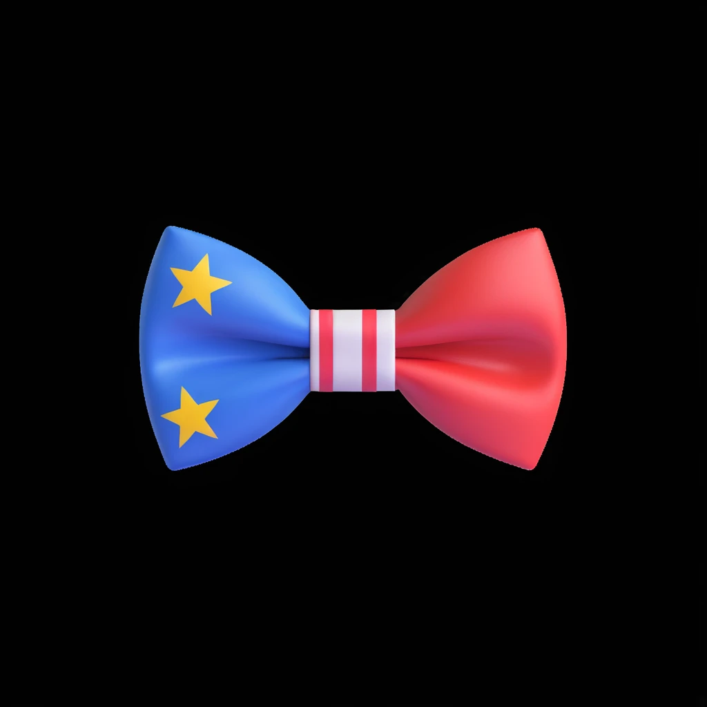 3D bow tie with Thailand flag colors, glossy finish, floating on white background emoji