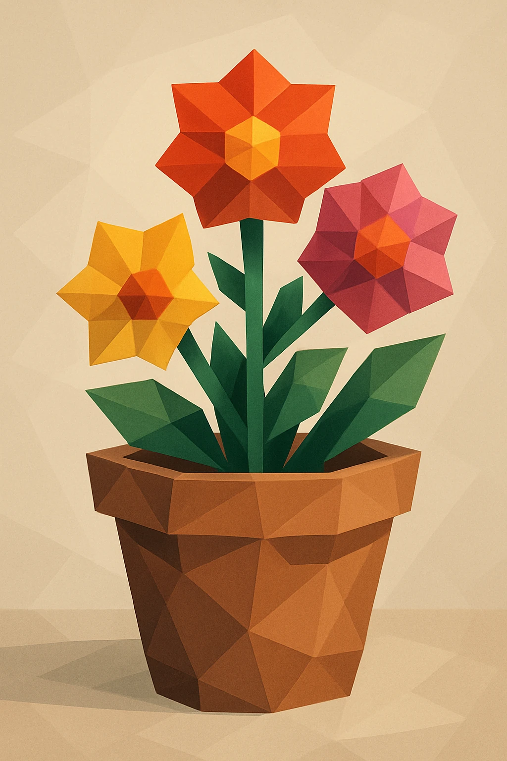 flowerpot low-poly polygonal style emoji