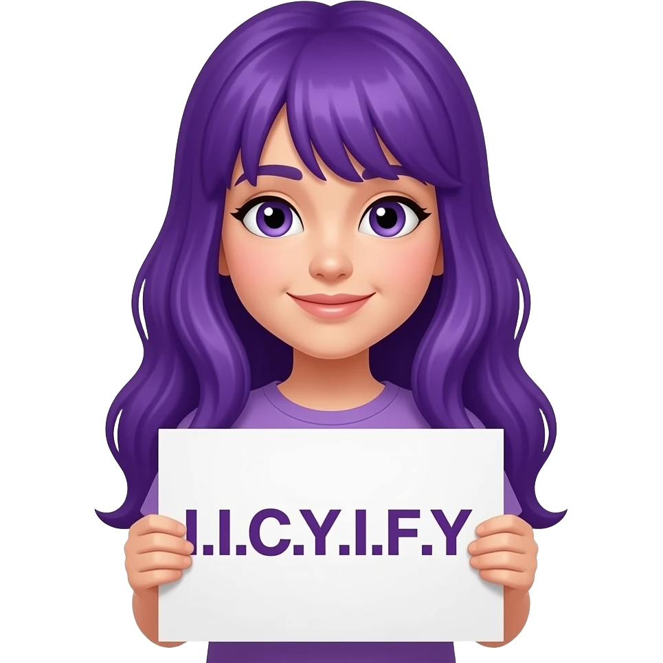 girl with long purple hair with a I.I.C.Y.I.F.Y. sign emoji