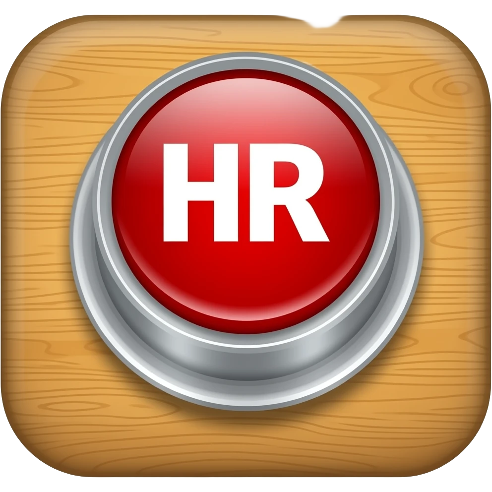 Red desk button with HR in white on it emoji