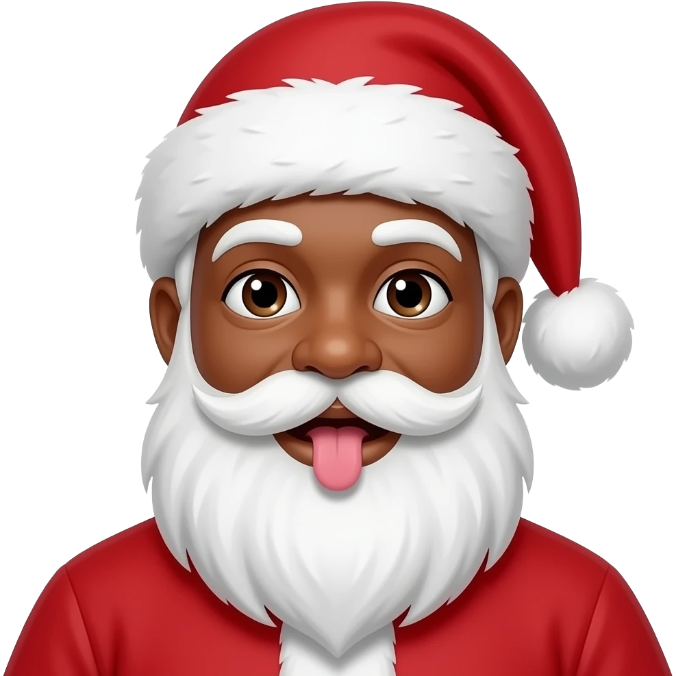 African American santa with cum coming out from his mouth emoji
