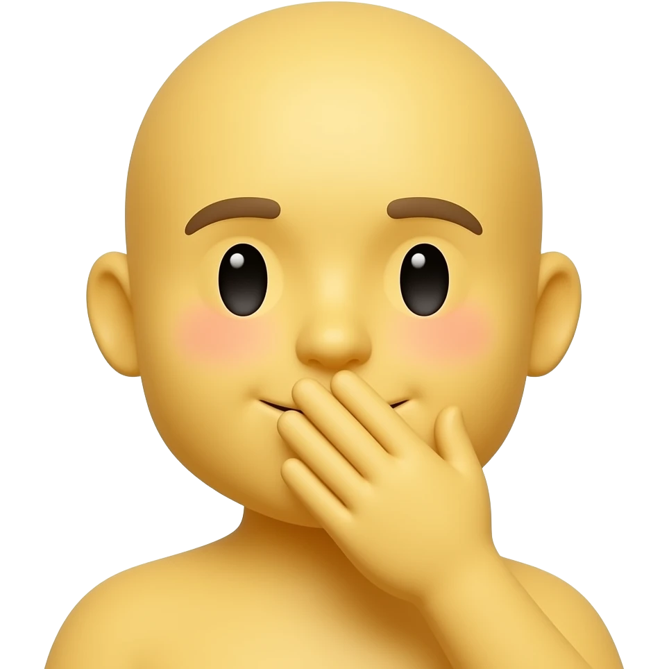 ji blush  and make its hand covering its mouth and make its hands covering his mouth it has to be yellow emoji