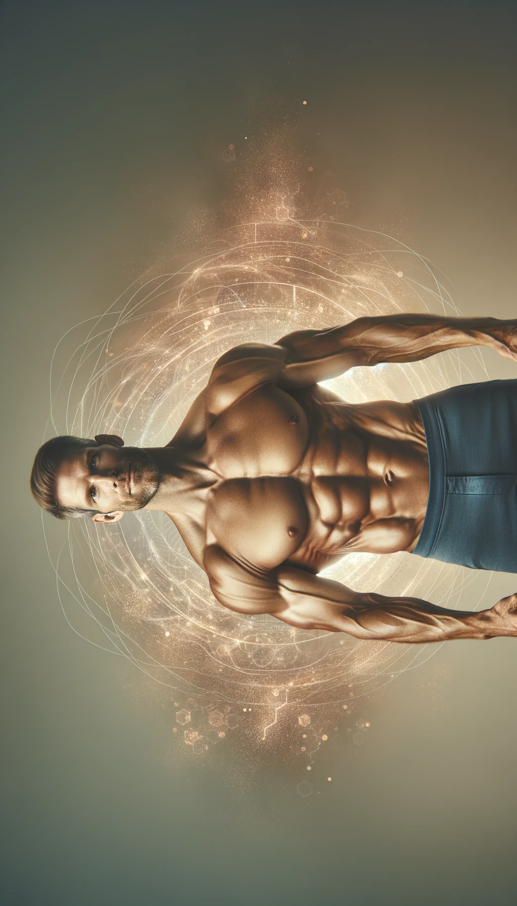 un uomo forte e in salute che esprime potere grazie al suo testosterone, con sfondo chiaro neutro, iperrealistico 4k emoji