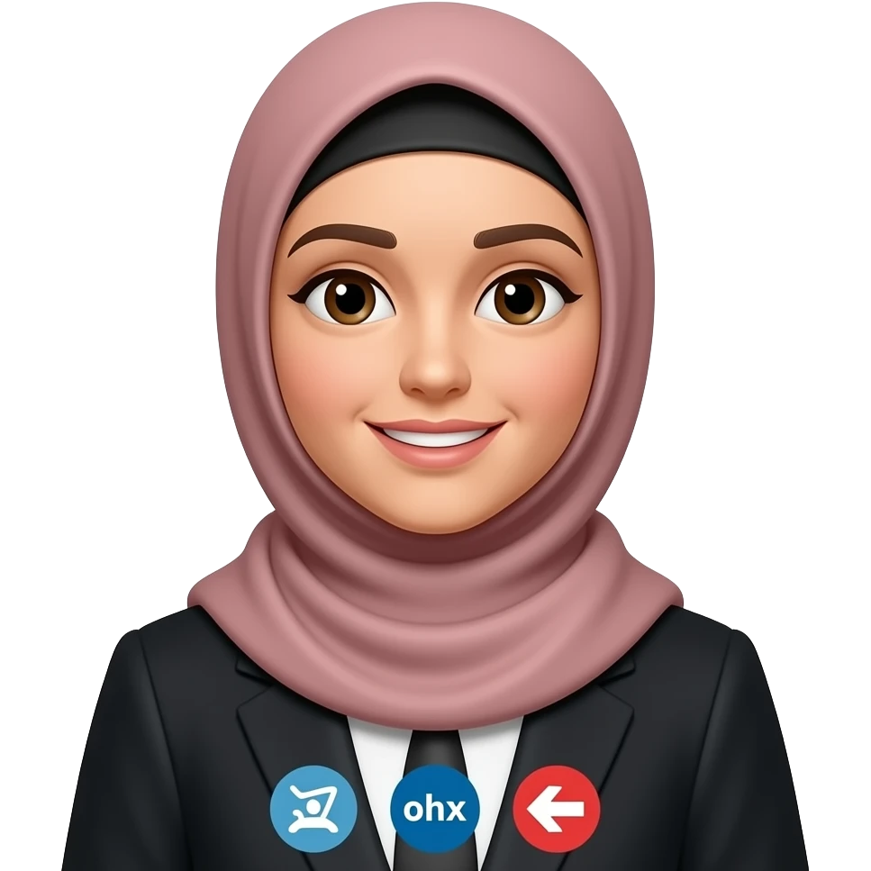 Hijabi woman in virtual meeting emoji