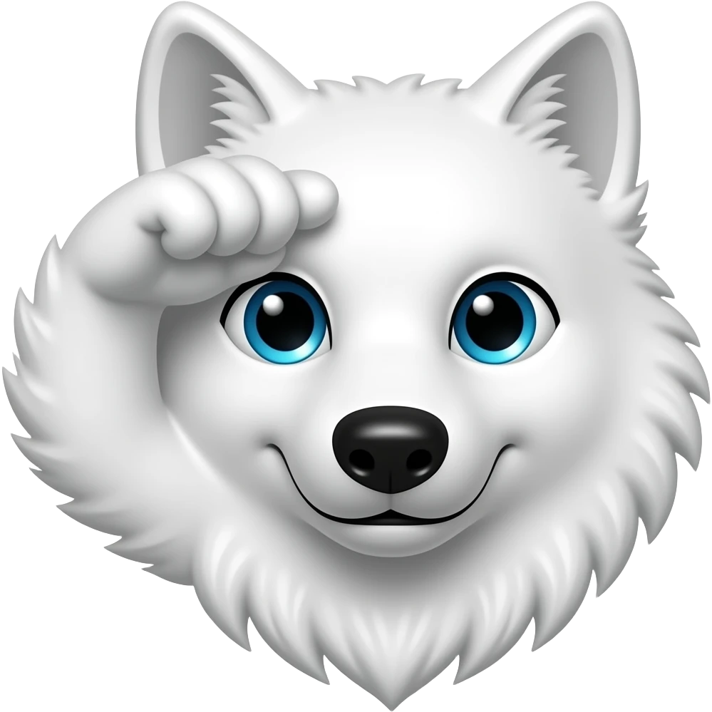 White wolf head with saluting paw emoji