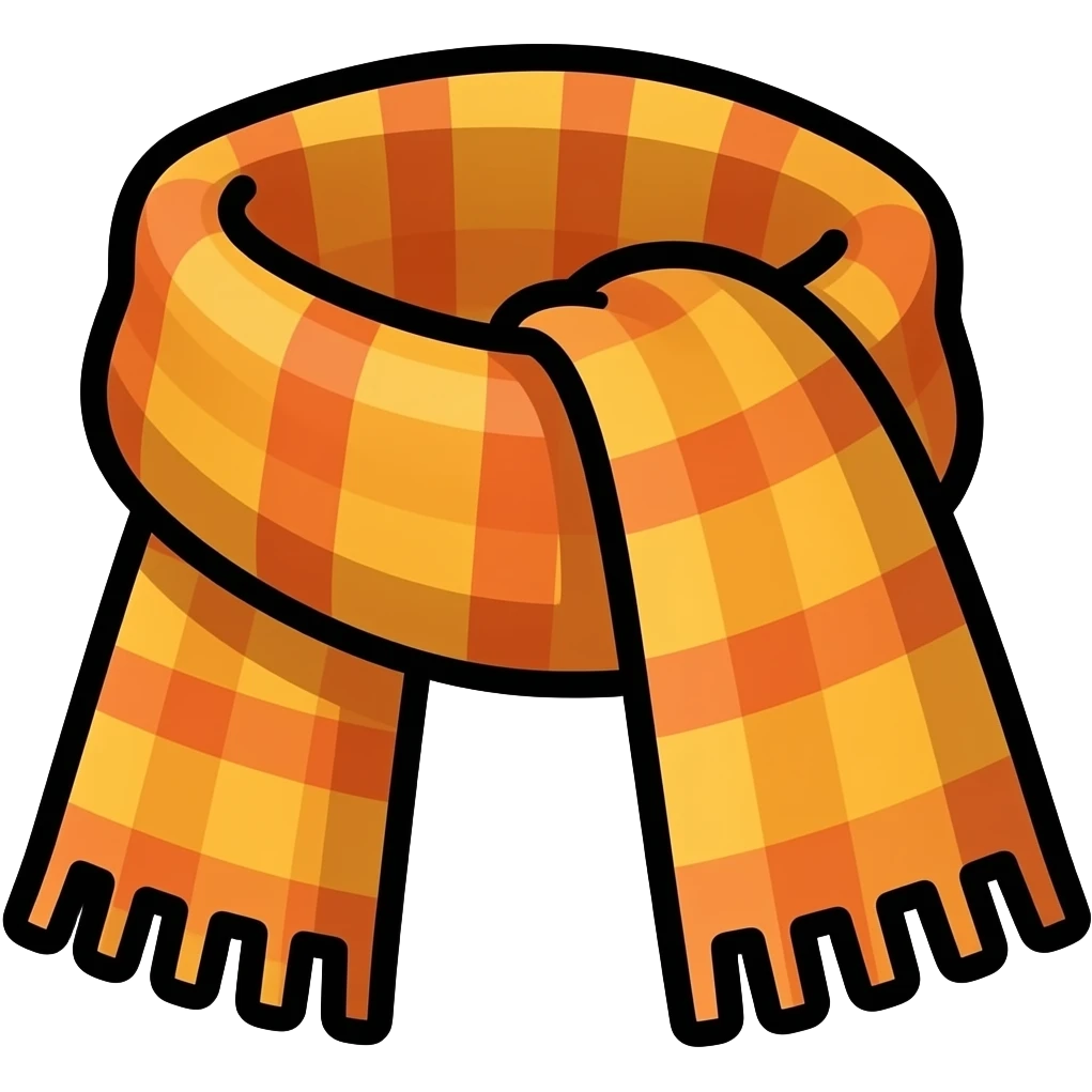 thick black outline, bright scarf emoji, thick black outline, simple cartoon emoji