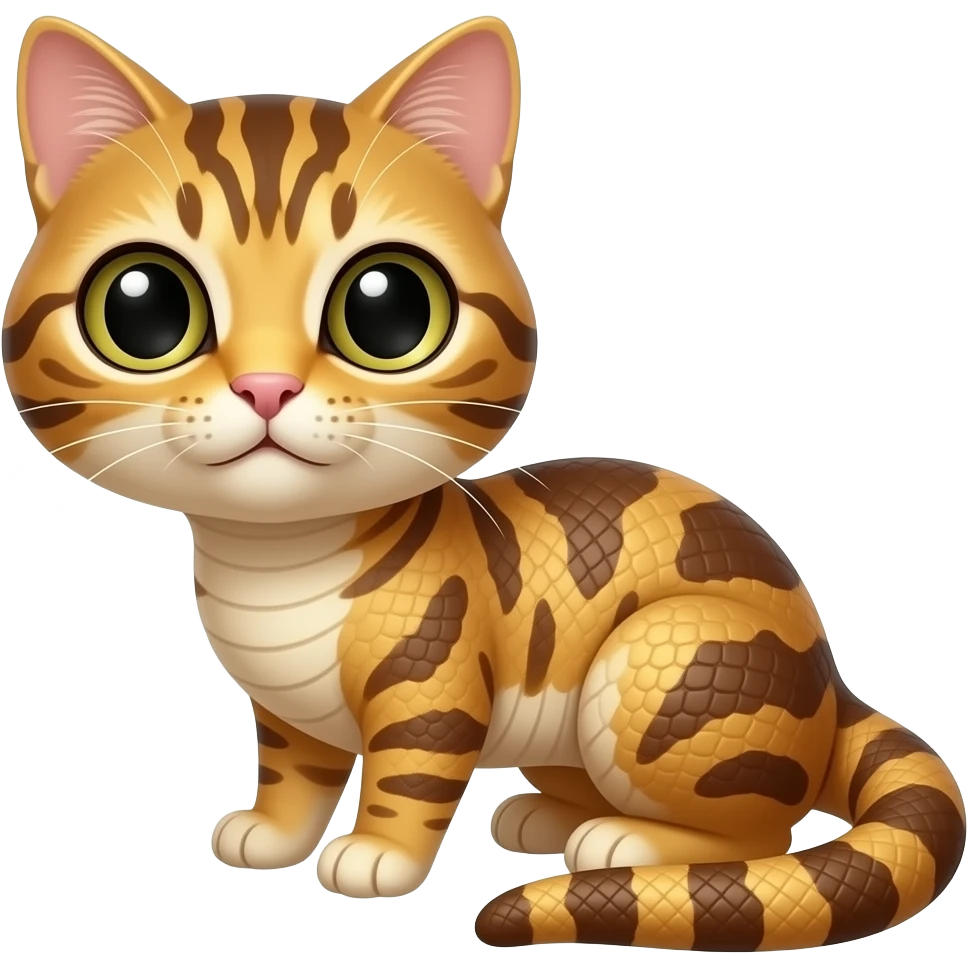 Brownish-golden-sandy scaly cute big-headed big-eyed beady-eyed python-cat-hybrid-animal emoji