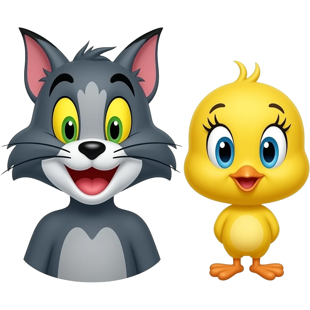 animated sylvester cat and tweety bird emoji