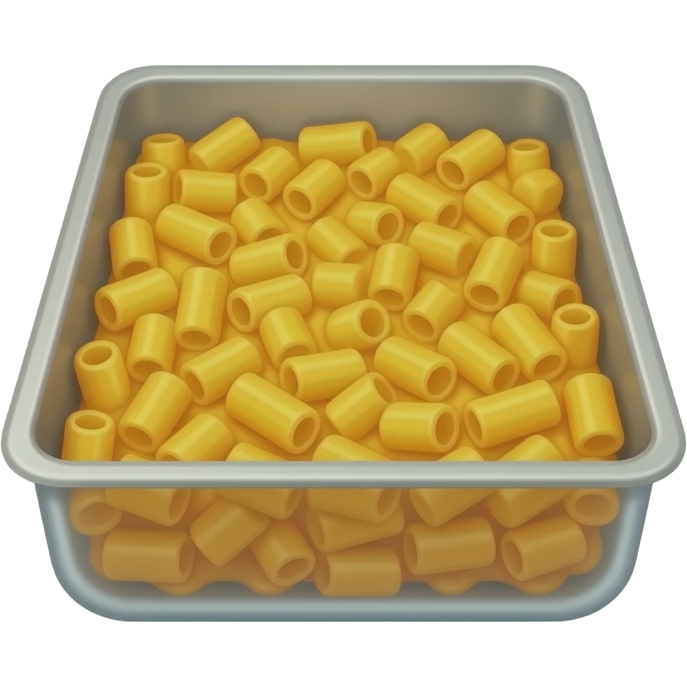Baked Macaroni and cheese with a crispy top in a wide tin pan emoji