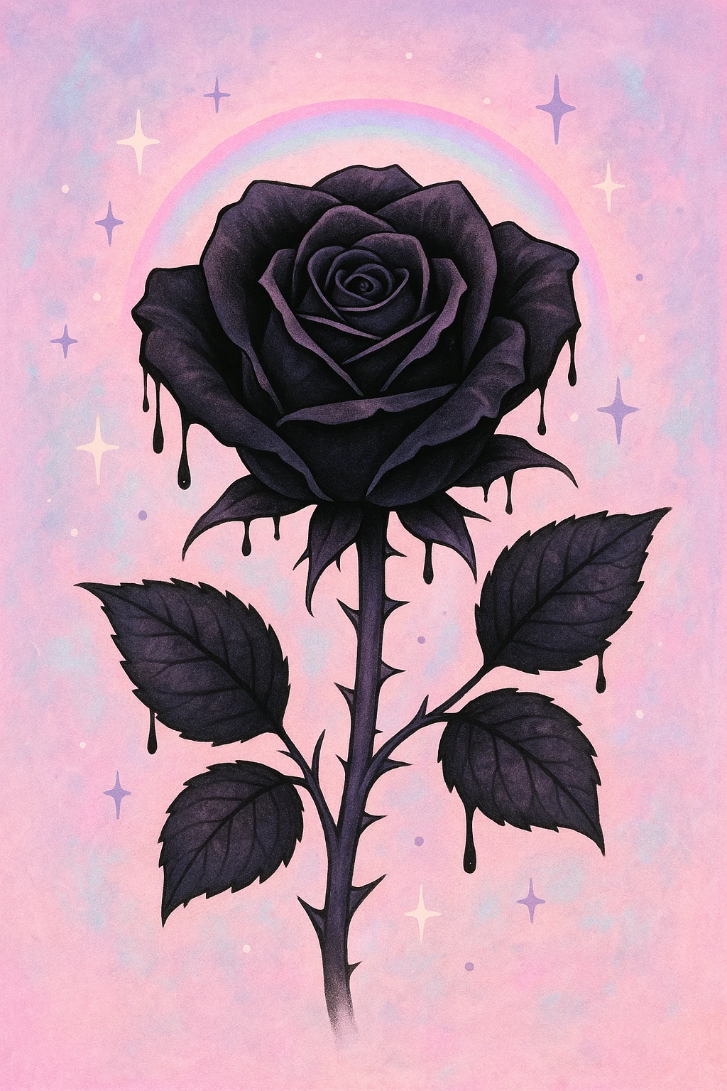 pastel goth black rose emoji