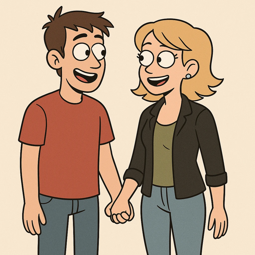 a couple holding hands, modern cartoon style emoji
