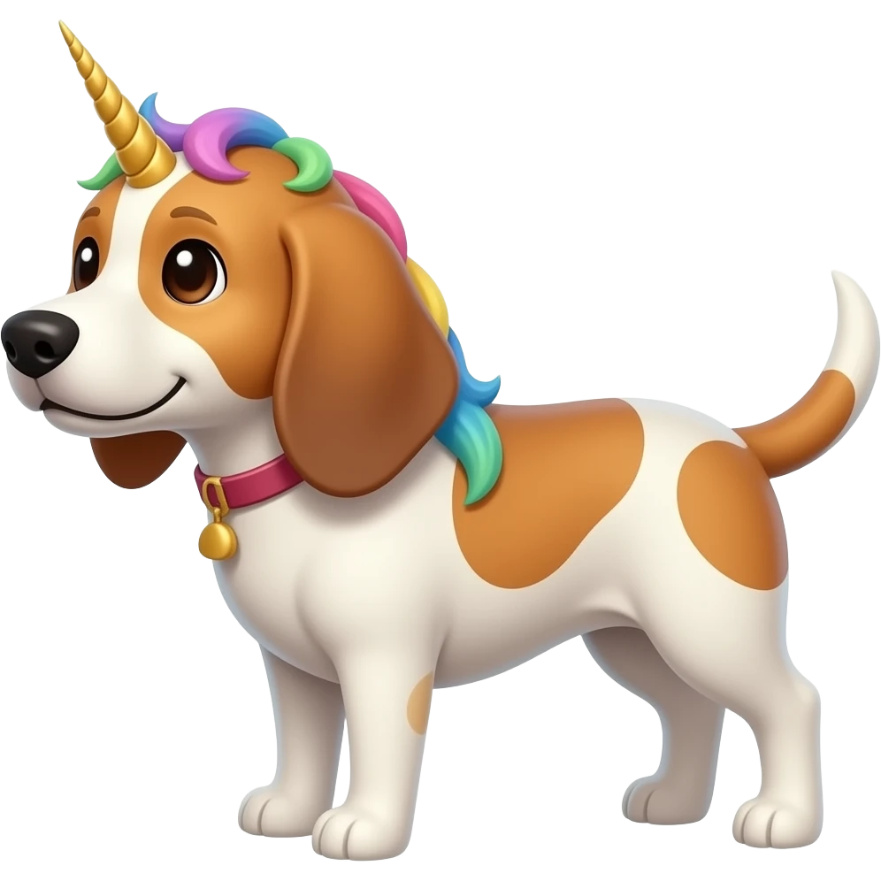 unicorn dog front view with half body close up emoji