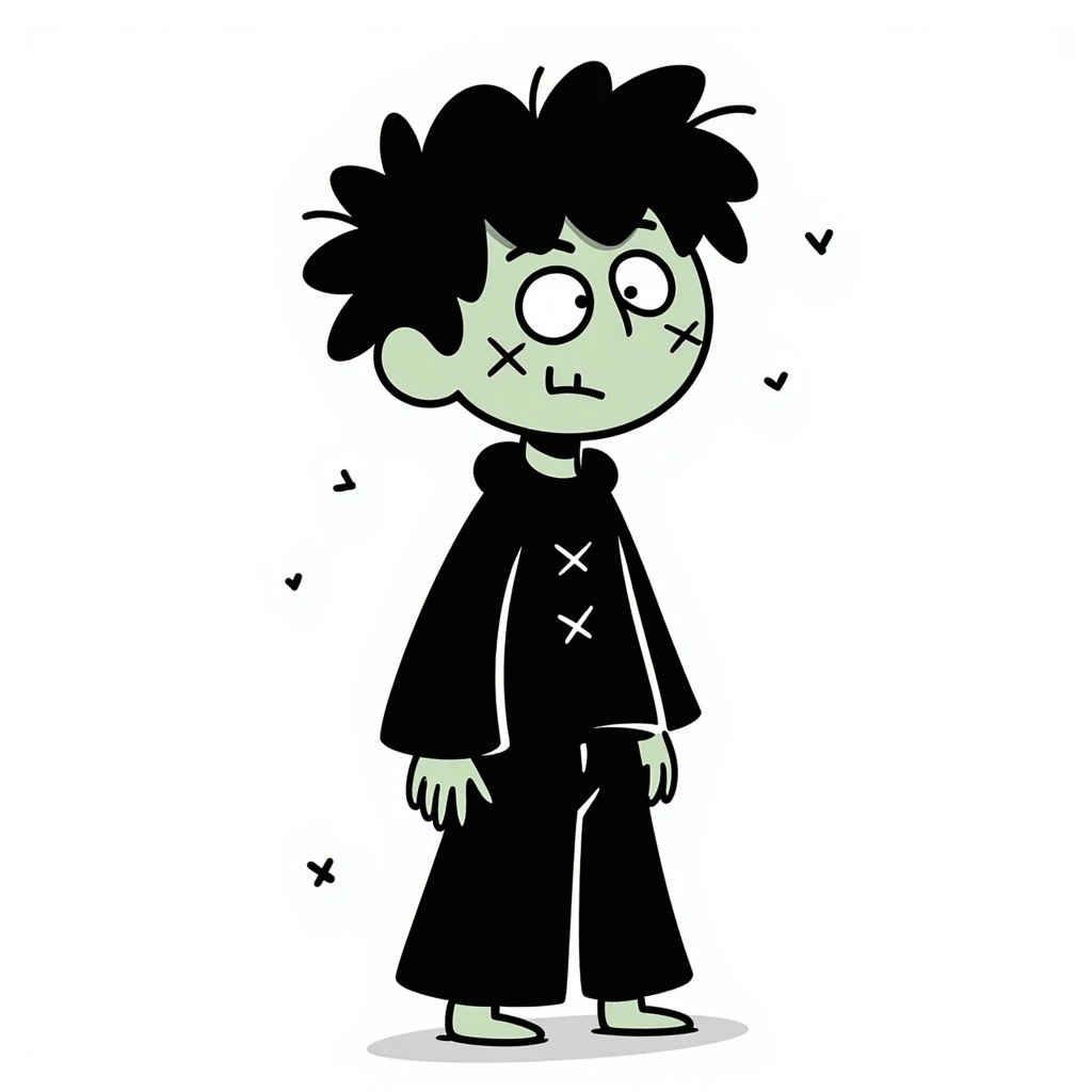 zombie boy with spiky emo hair and black shirt emoji