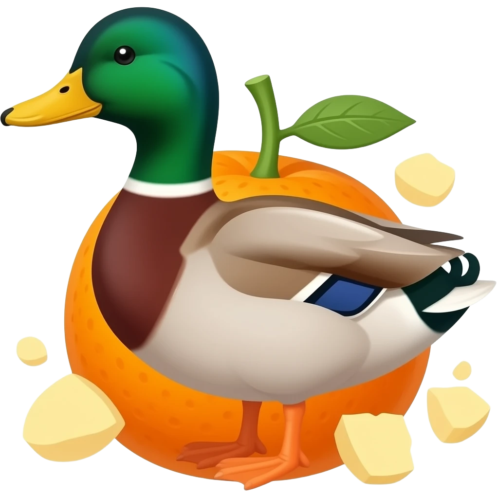 mix of orange fruit and duck emoji