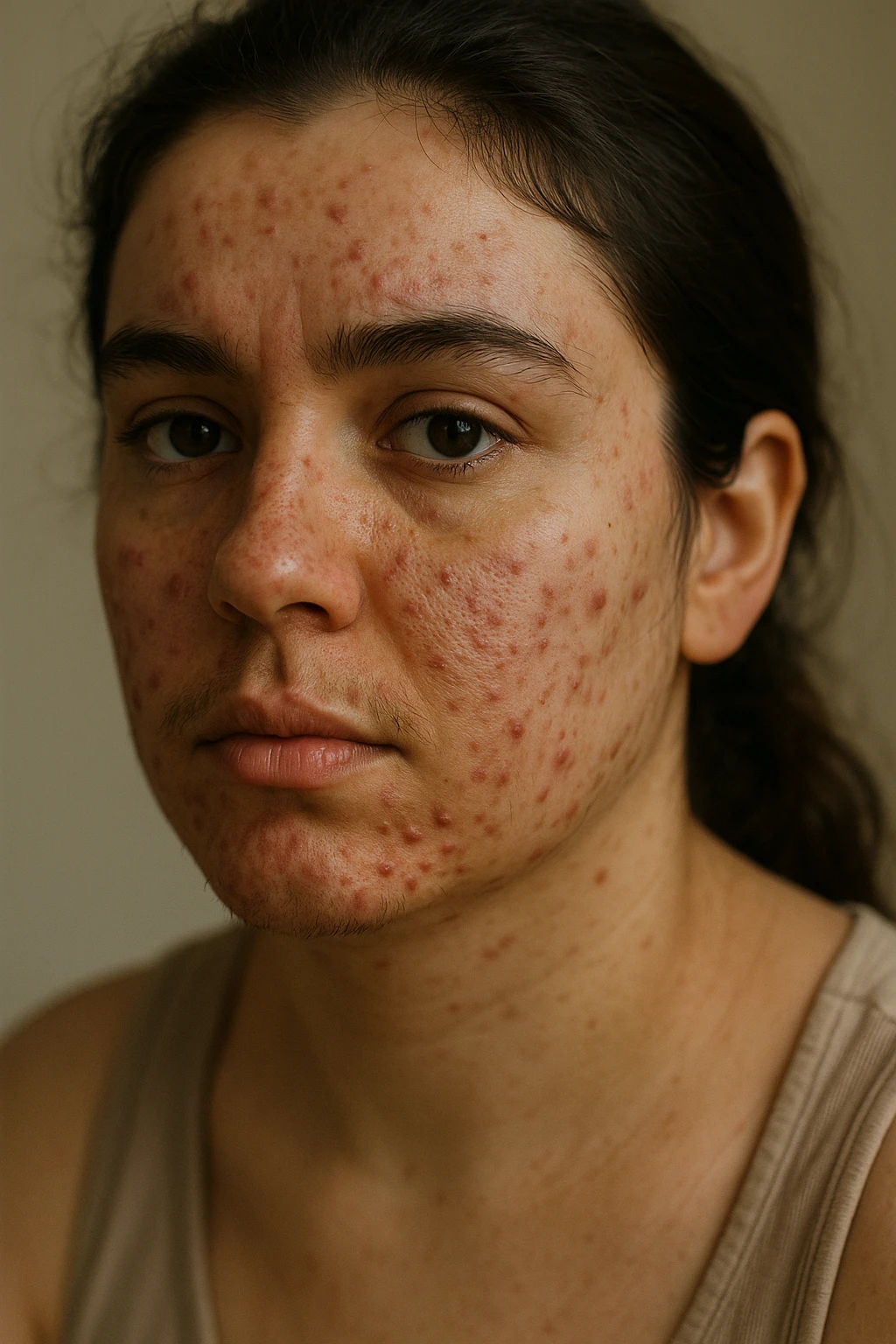 donna con acne e pelle impura per la pcos emoji