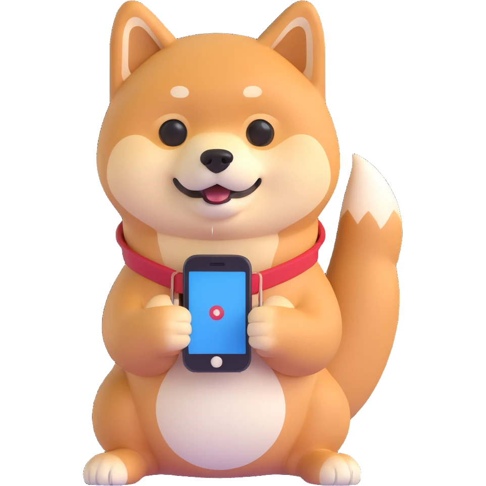 shiba inu holding a phone emoji
