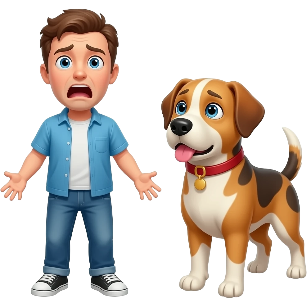 un pople molt asustat i que llaji un llao i un gos emoji