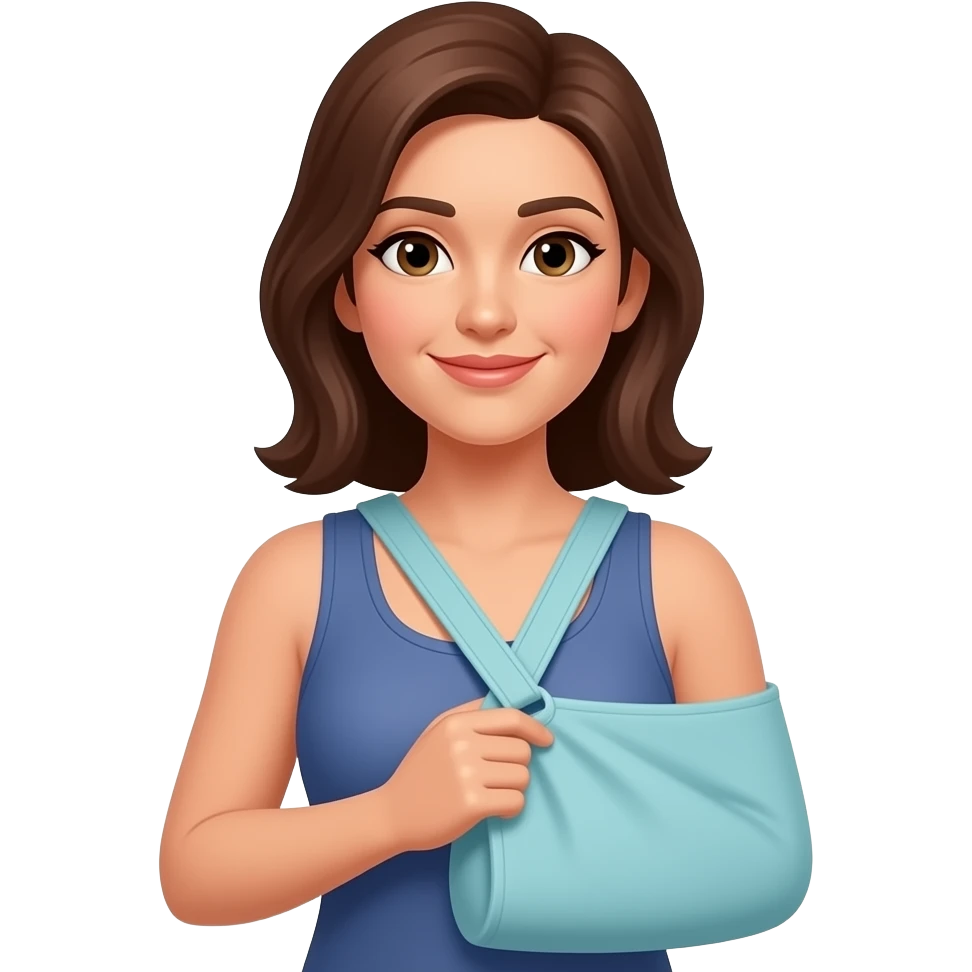 Woman wearing sling on right arm emoji