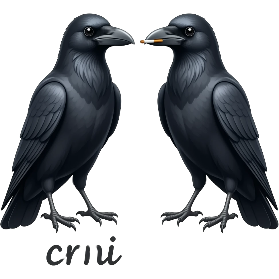 make me a emoji that has two crows smoking pot and it says crni cerak emoji