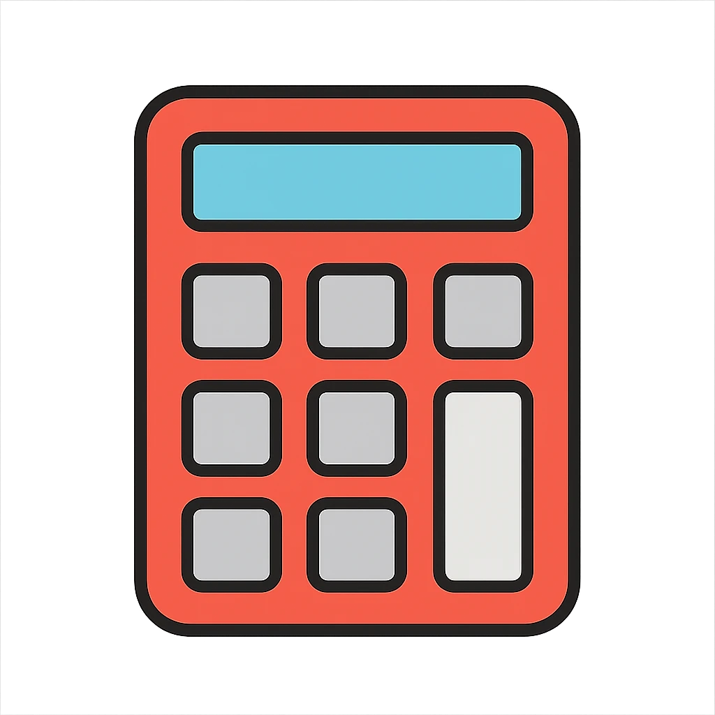 minimalist calculator icon, flat design, grid of buttons, soft gray and white, no text emoji